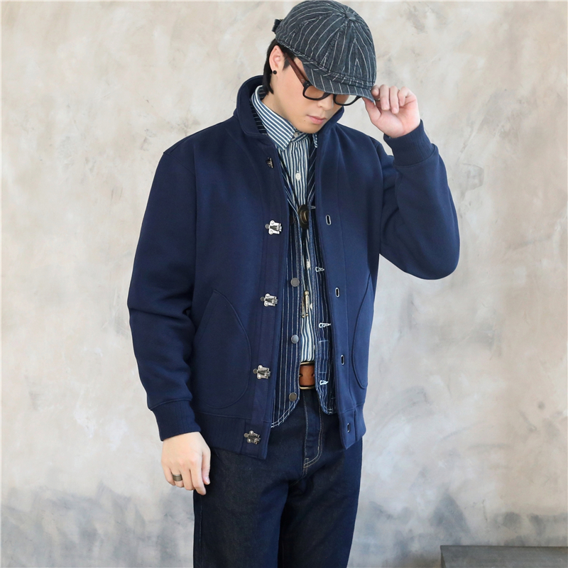 美式复古海军n1甲板服夹克秋冬季阿美咔叽加绒加厚开衫休闲外套男