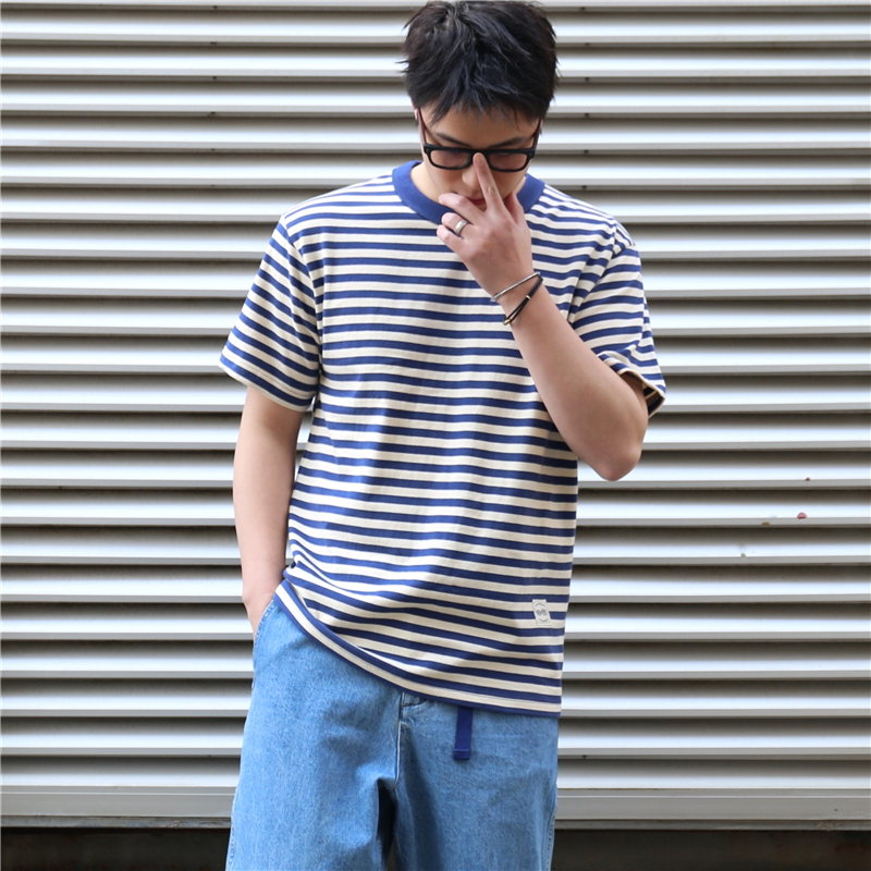 海魂衫海军320g重磅t恤男夏体恤t美式复古纯棉黑蓝白条纹短袖半袖