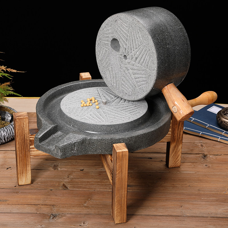 石磨磨盘家用青石小石手摇研磨老石肠粉机芝麻石雕