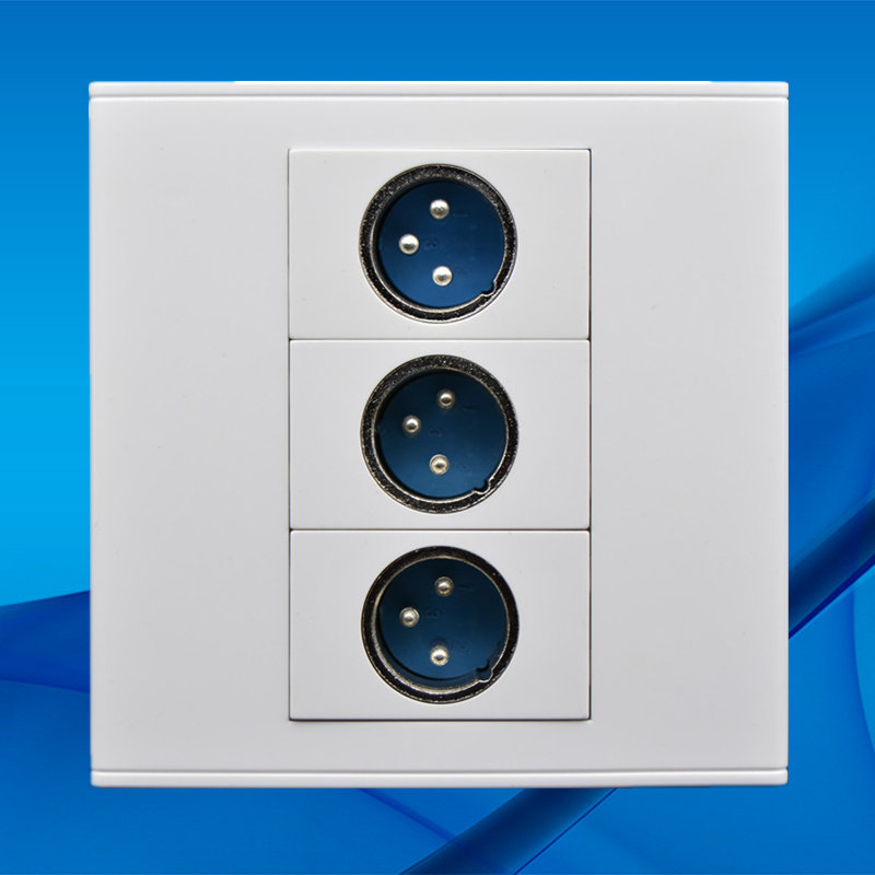 卡侬麦克风音频墙壁开关面板3个焊接公头大三电脑插座