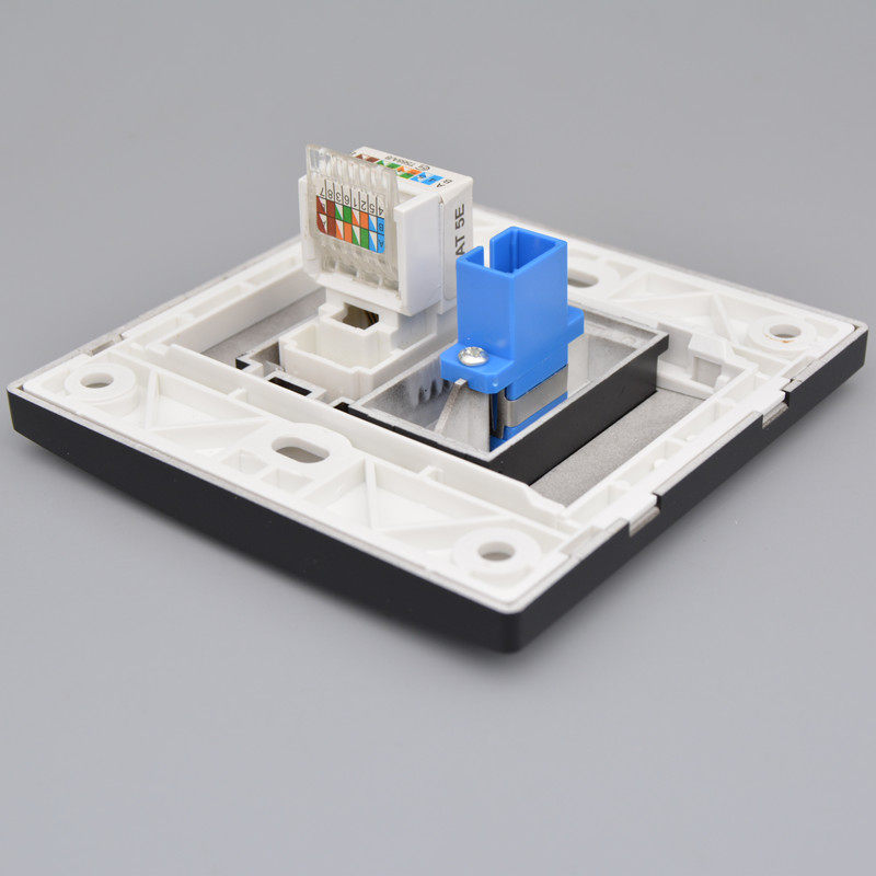 黑色网络光纤面板rj45网线sc光钎耦合器电脑电脑插座