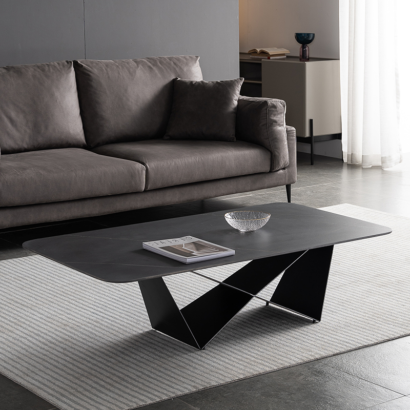 茶几组合现代简约小户户型客厅长方形铁艺大理石茶几