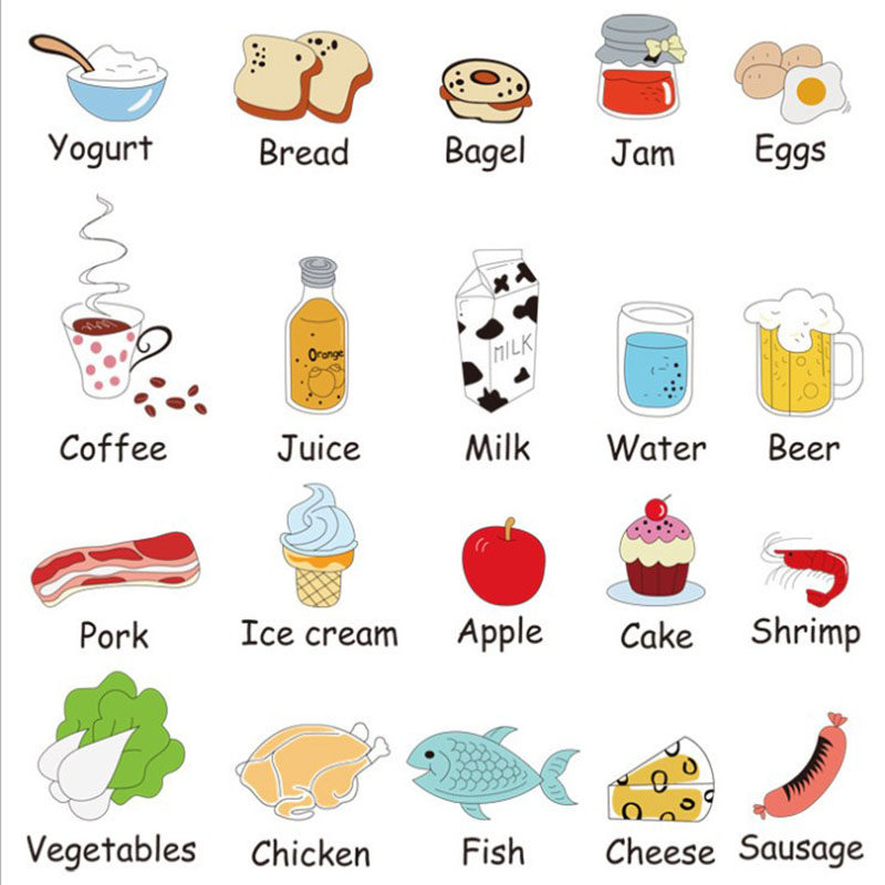 冰箱标识英文单词贴纸幼儿儿童教学认知图画墙贴