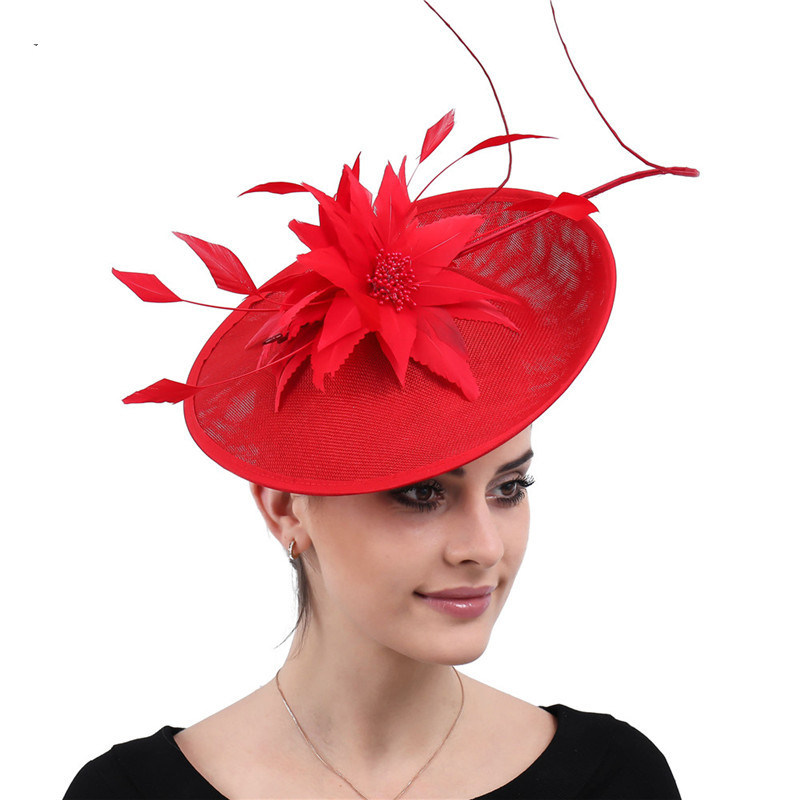 旗左复古优雅羽毛花朵大礼礼帽晚宴旗袍装饰帽子