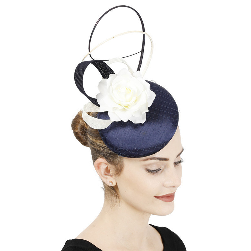 旗左复古宫廷风羽羽毛小礼帽新娘网纱头饰写真帽子