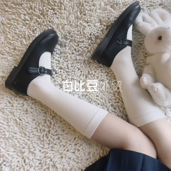 Combed cotton flat shoes women's socks JK uniform socks milk white yellow black Japanese students short half calf socks mid tube socks