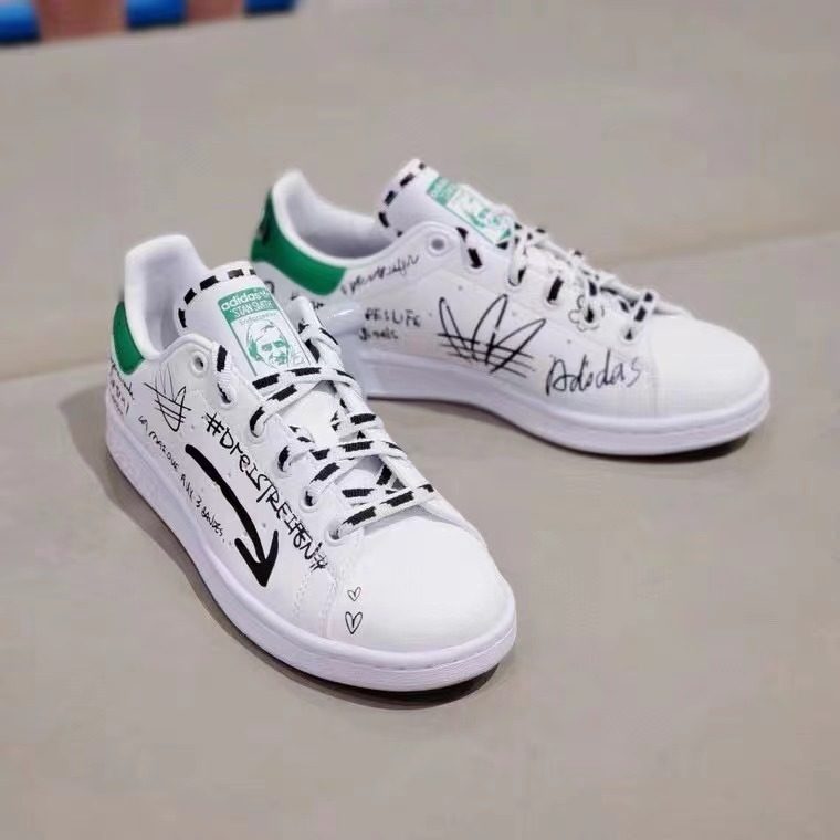 adidas迪达斯三叶草男女女鞋stansmith涂鸦史密斯休闲板鞋运动休闲鞋