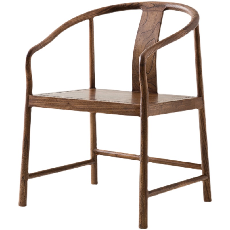 新中式实木圈椅老榆木简约禅意太师椅三件套茶椅子主人椅明式家具