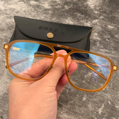 新品马吉他眼镜框纯钛超轻超弹韧性大脸型复古男女无感近视眼镜架