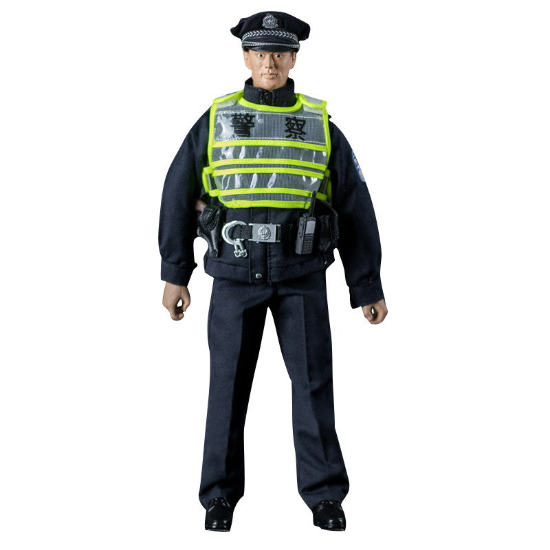 煦迪中国人民警察捍卫者人偶模型配备武装带毛绒布艺类玩具
