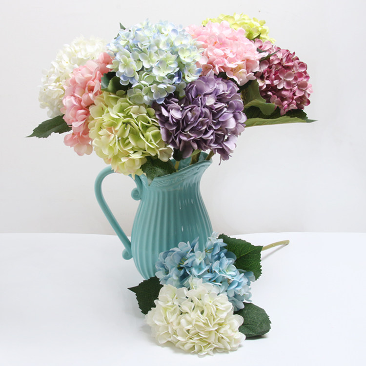 单枝仿真韩式大绣球绢布花 客厅玄关卧室婚礼插花花艺绣球假花