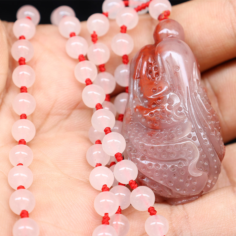 玉石天然项链桂林鸡血吊坠22mm48g贵妃冰种项链