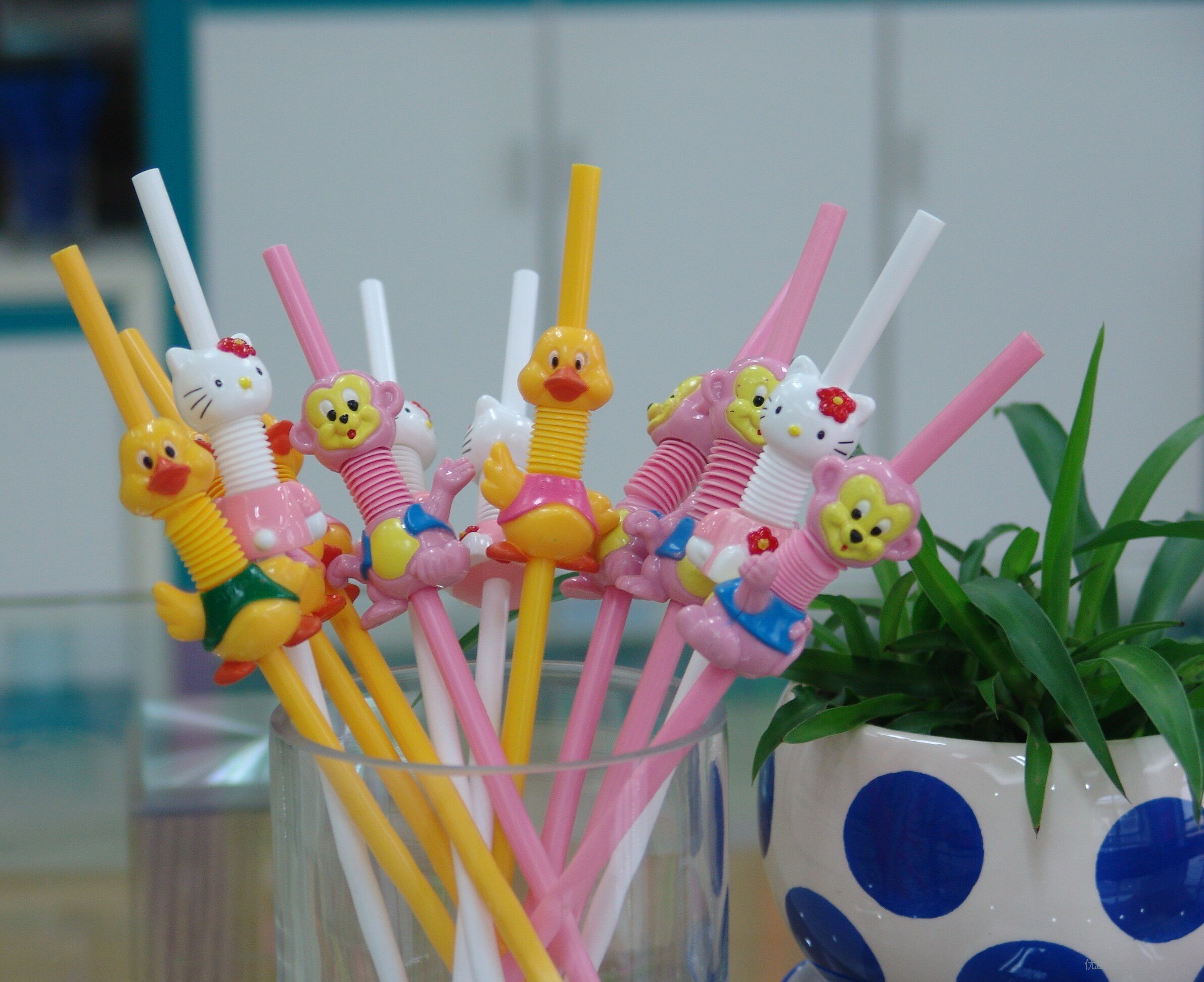 包邮双童艺术吸管 可弯曲卡通公仔吸管饮料果汁造型吸管单支包装