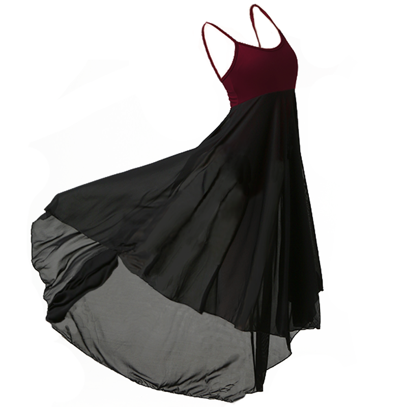 丹诗戈舞蹈服形体服女连体教师舞蹈纱裙大裙摆吊带芭蕾舞蹈练功服