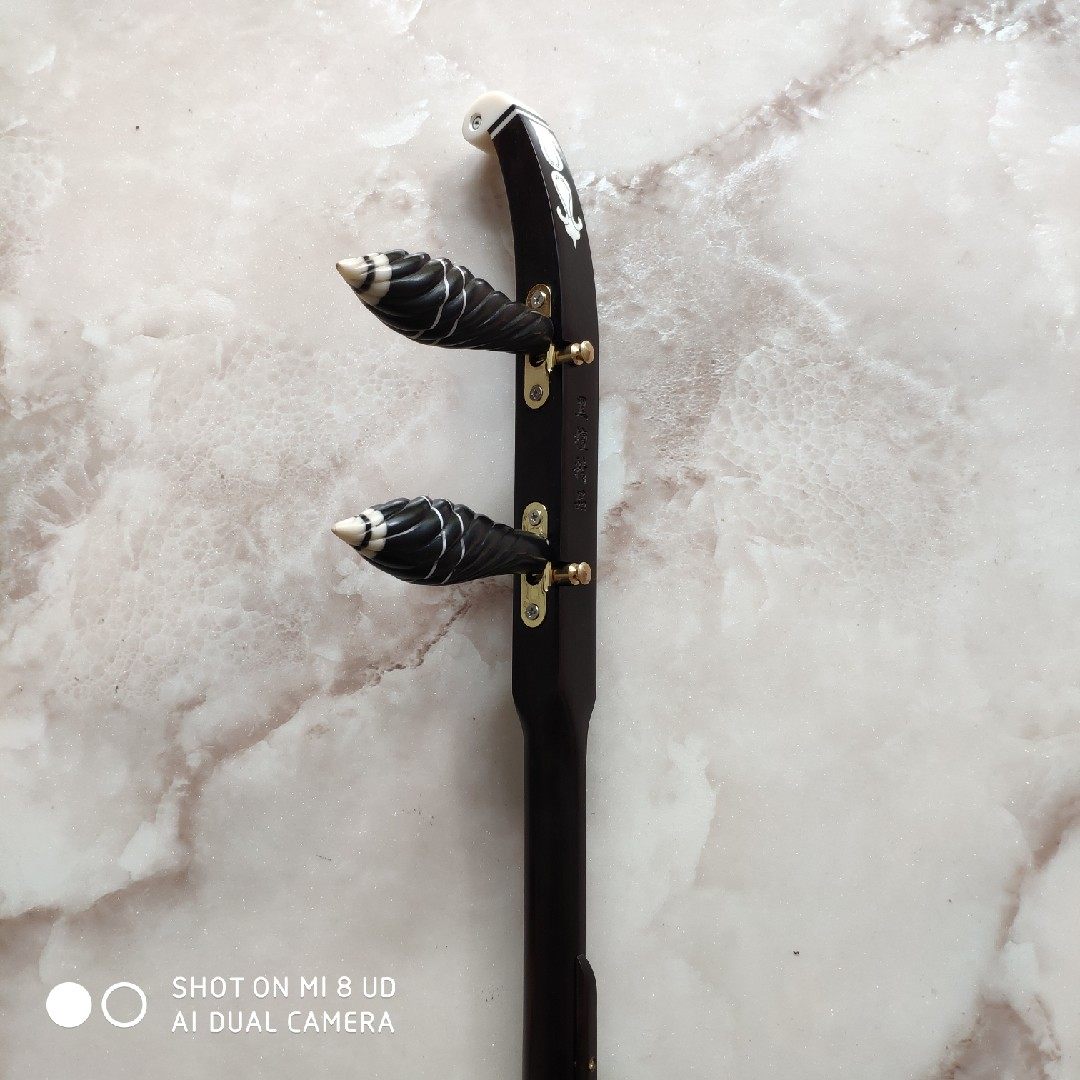 紫檀板胡龙头秦腔杆子扁杆板胡