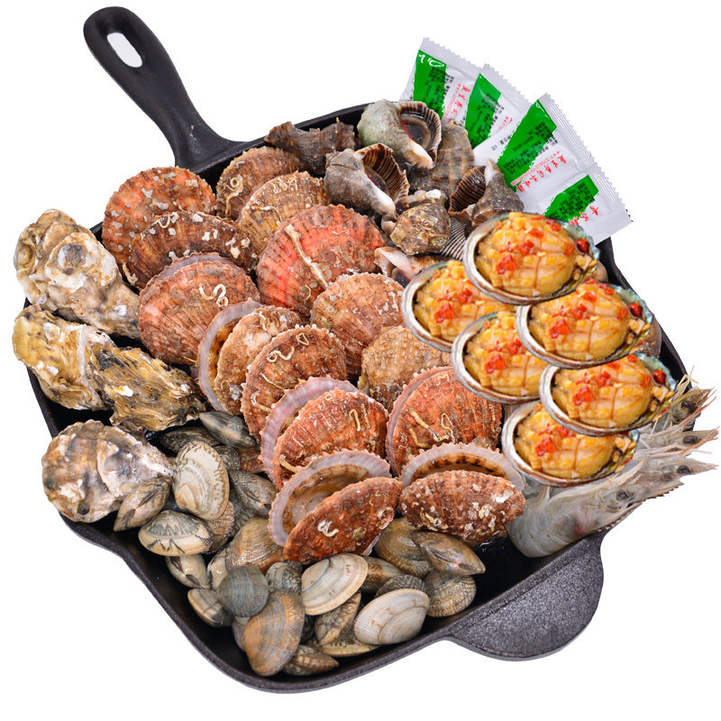 海鲜火锅食材大锅蒸虾鲜活海鲜青虾大海螺花甲小鲍鱼生蚝组合套餐