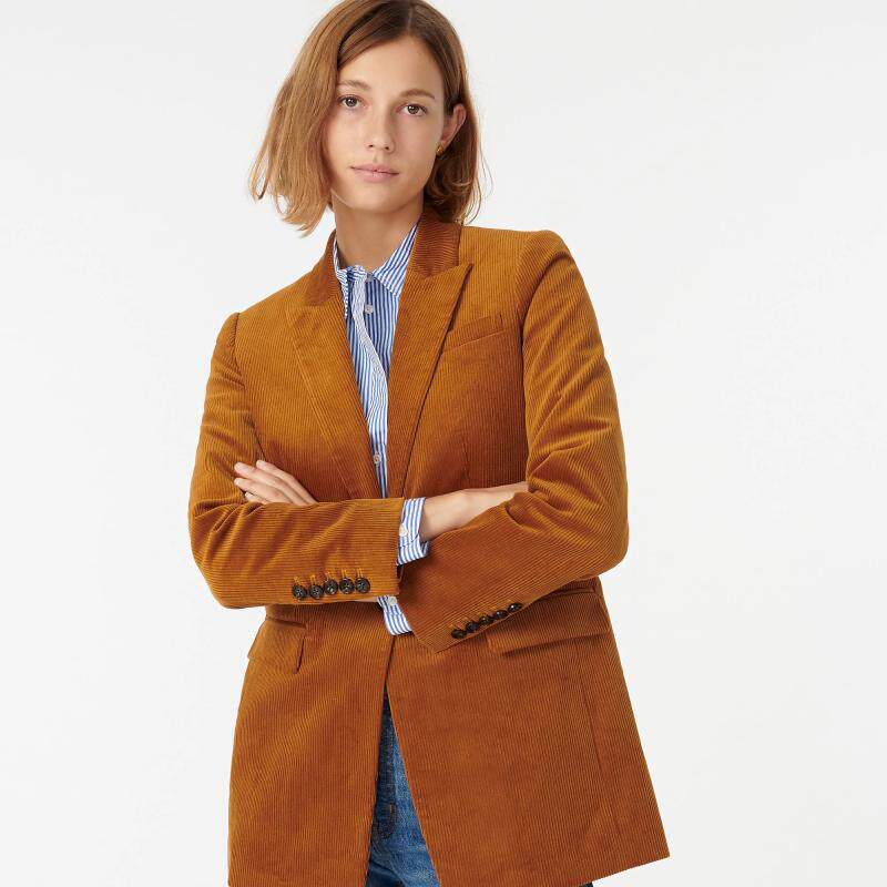 灯芯绒休闲西装2020新款焦糖色外套美系西装