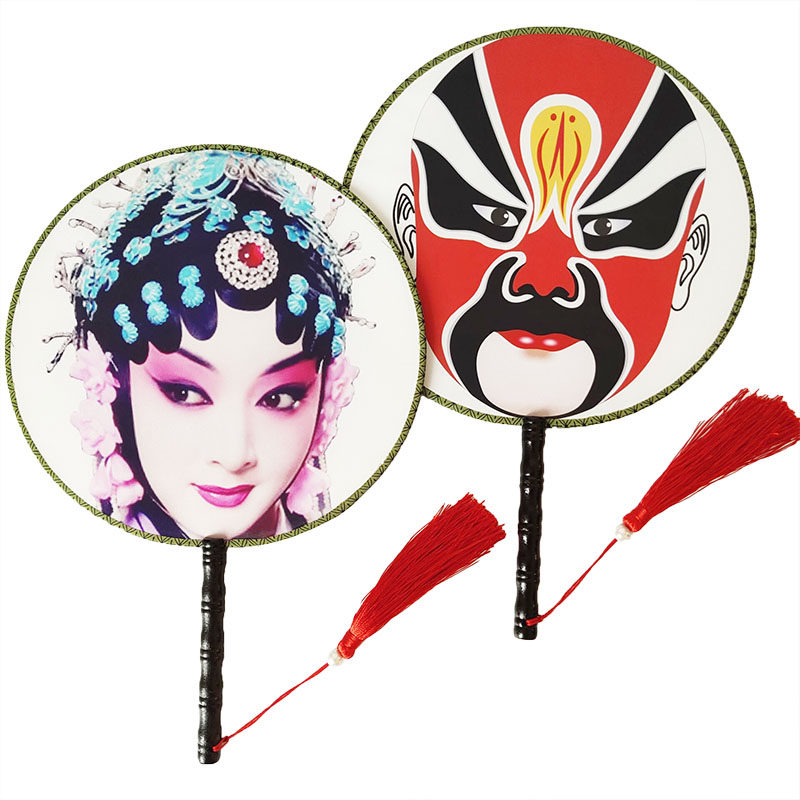 脸谱团扇中华国粹扇子戏剧舞台道具武生旦角扇子