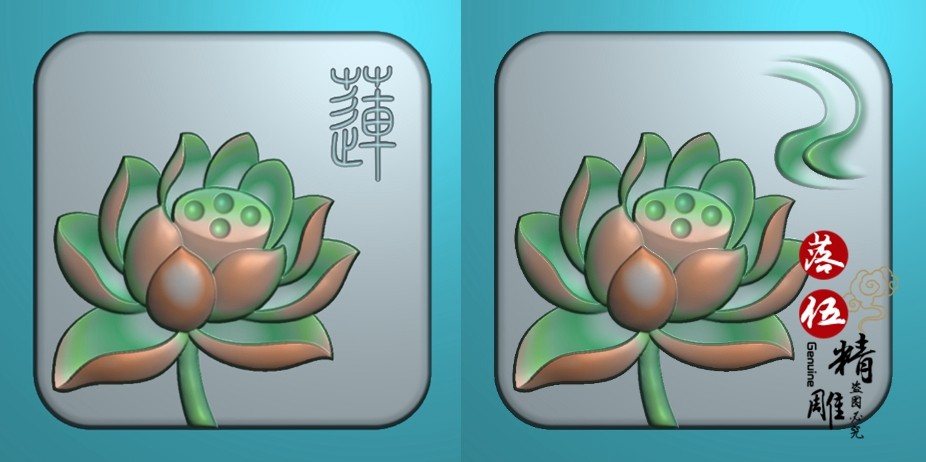 玉雕白玉雕6020浮雕bmp灰度jdp精雕荷花清廉玉雕