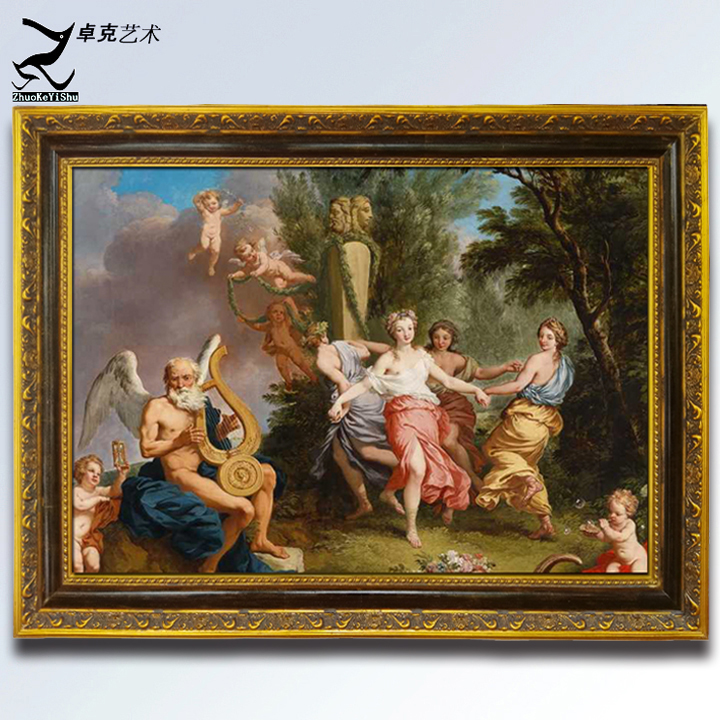 手绘希腊雅典神话天使裸女风景油画欧式客厅油画