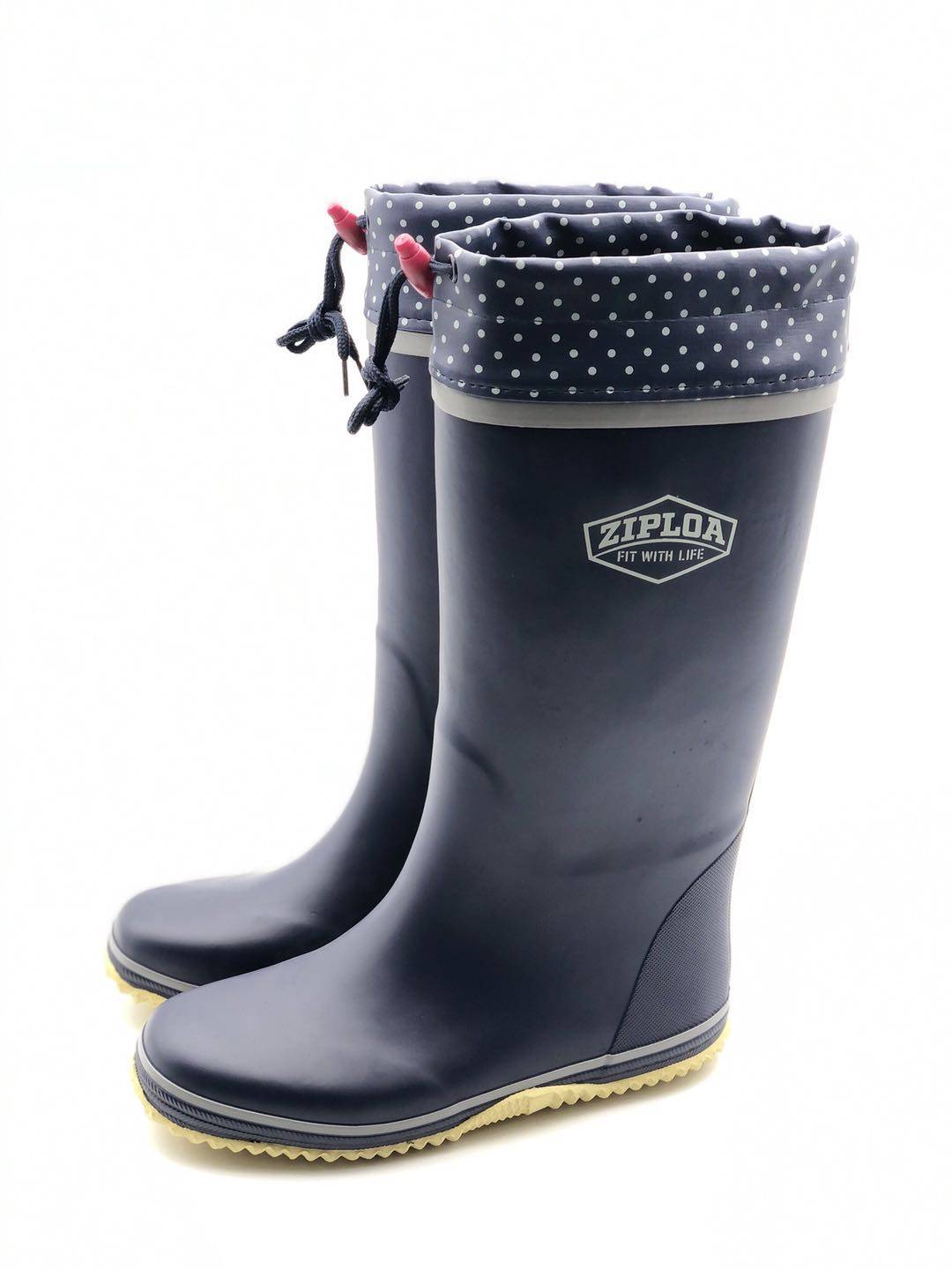 出口日本外贸原单女式中长长筒天然橡胶防滑耐磨雨鞋