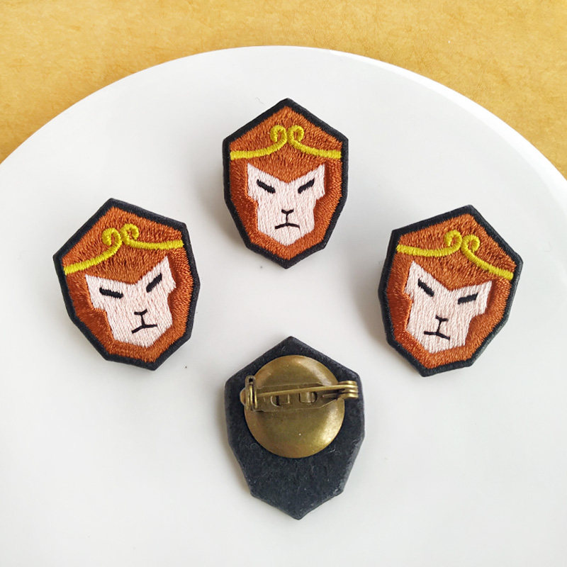 原创齐天大圣刺绣胸针孙悟空至尊宝手工徽章仔牌猴子胸针