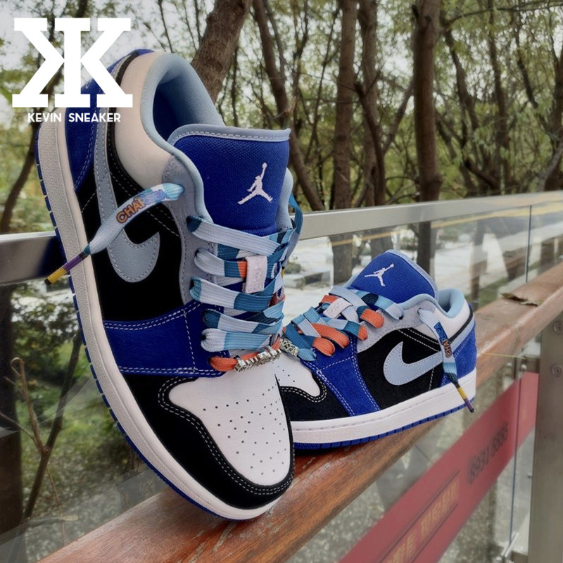 nikeairjordanlow白蓝黑蓝黑aj1低帮男女同款篮板鞋