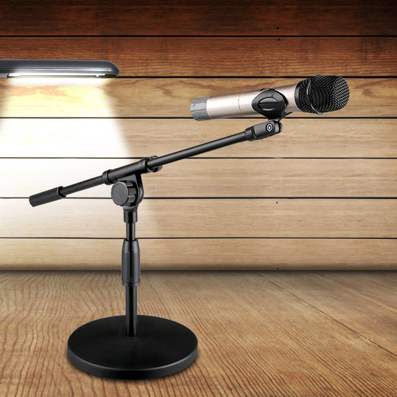 话筒支架桌面加重圆盘麦架直播主播悬臂架子话筒架台式麦克风支架