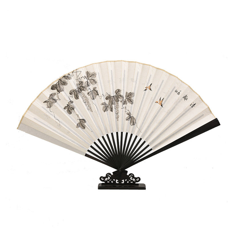 盛风苏扇新品中国国风手绘扇子古风折扇红木扇子