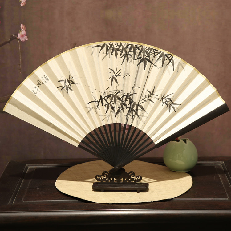 盛风苏扇新品中国国风手绘扇子古风折扇红木扇子