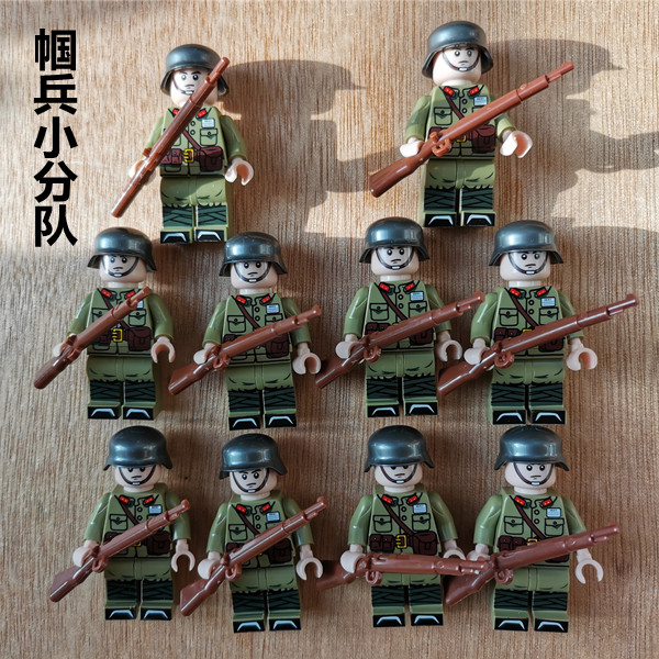 乐高积木二战军事系列人仔八路军拼装士兵人偶塑料积木