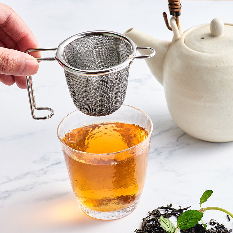 日本进口不锈钢双层茶漏茶具配件过滤网茶漏斗茶滤