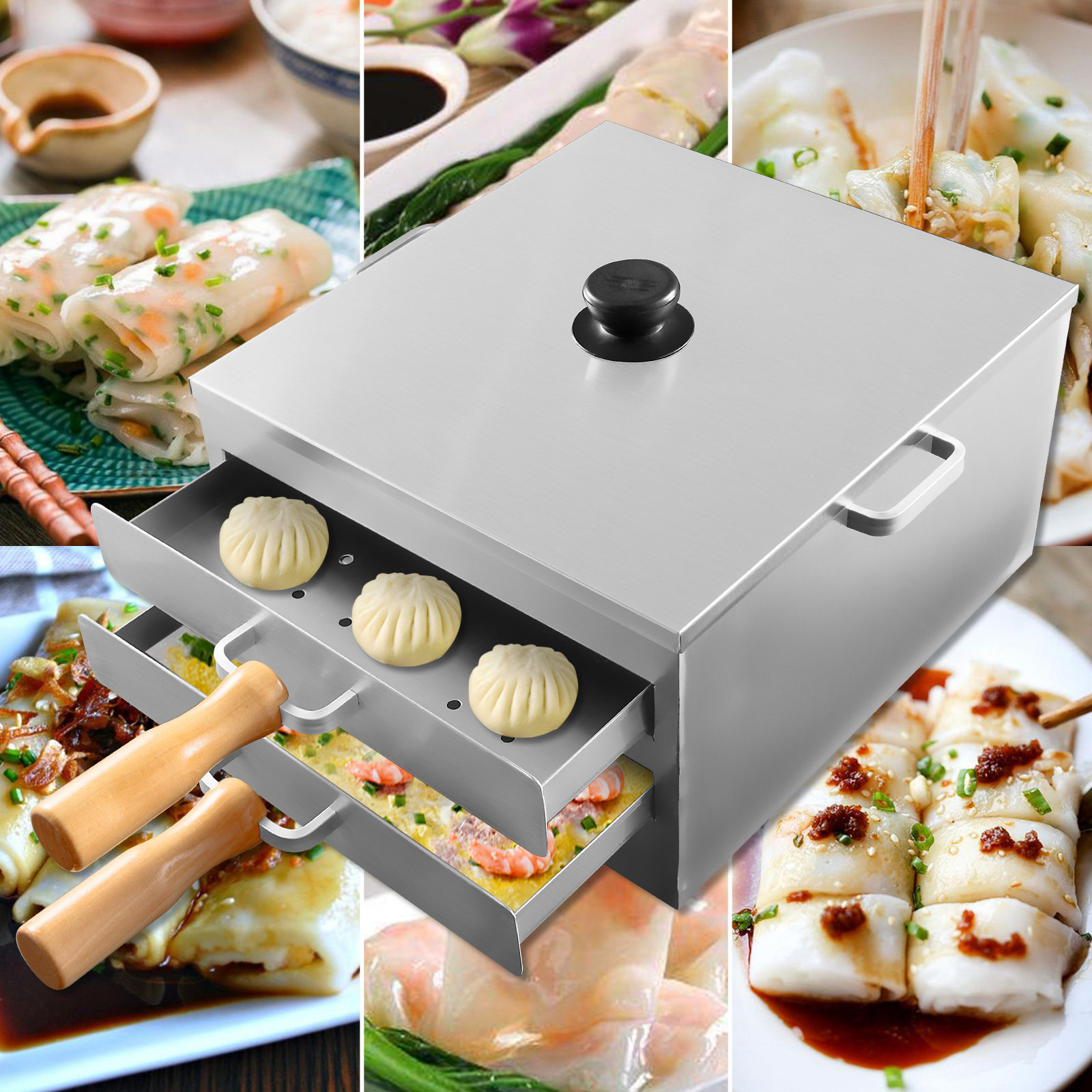 家用肠粉机单双二层拉蒸炉机迷你小型抽屉不锈钢电蒸锅