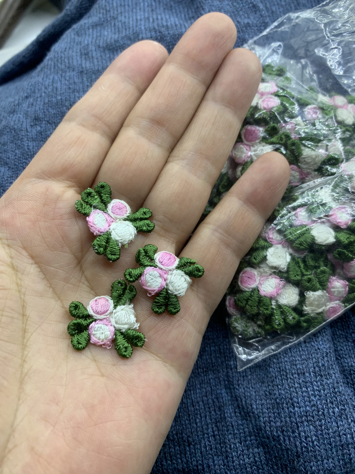 外单彩色丝线刺绣小花花朵花片diy手工衣服珠子