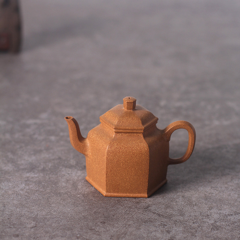 驯砂记原矿五彩老段手工紫砂壶方壶六方宫灯190cc茶壶