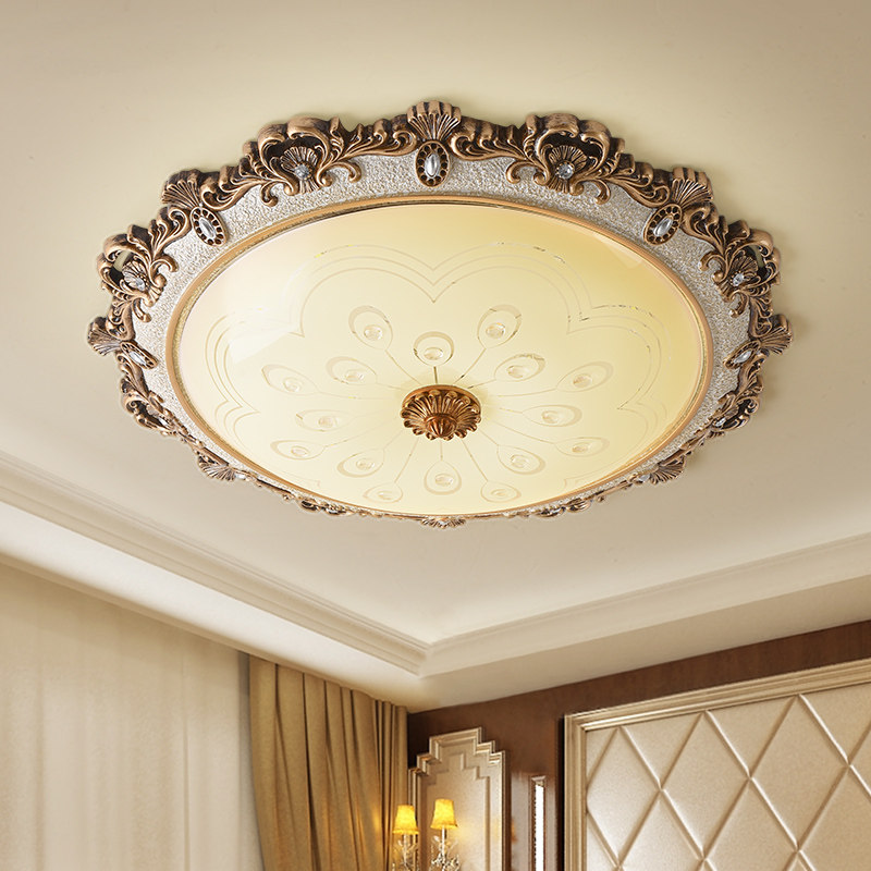 欧式吸顶灯客厅led简欧奢华复古卧室圆形田园餐厅