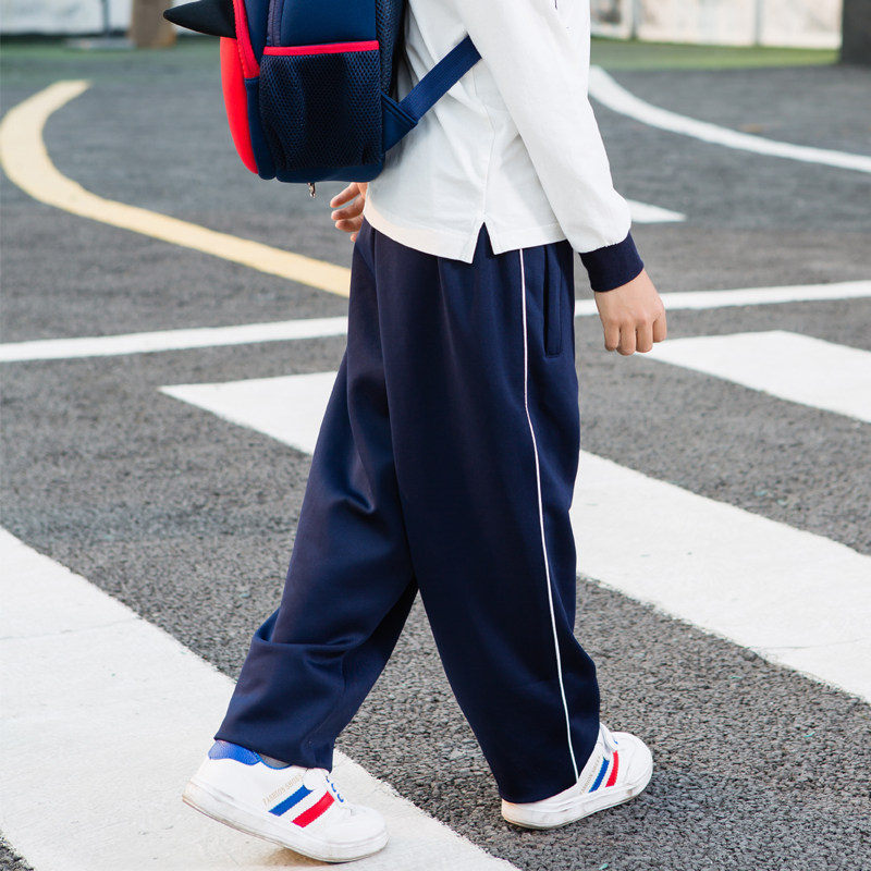 小学生校服运动裤杠校裤大童中童蓝色藏青街舞运动长裤