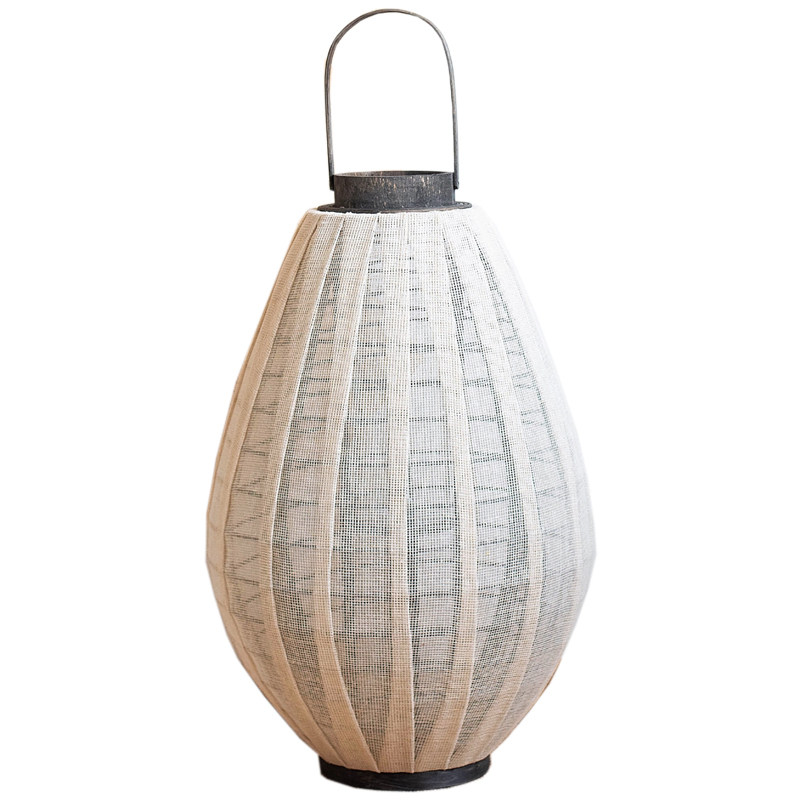 jk慕空间 北欧现代落地白色布面烛台风灯设计师款阳台庭院装饰摆