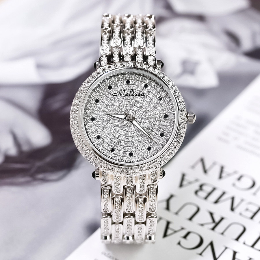 melissa玛丽莎带钻女满天星光大表盘时尚潮流石英手表金银国产腕表
