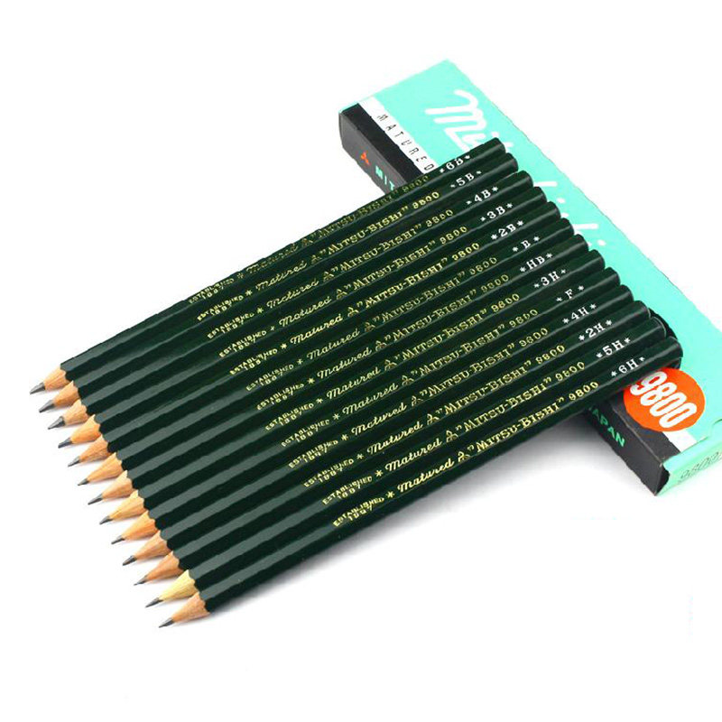 日本进口uni三菱铅笔9800小学生高级书写绘图铅笔