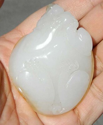 彩云轩精品玉器873克新疆和田玉羊脂玉白玉籽料籽玉龙龟手把件