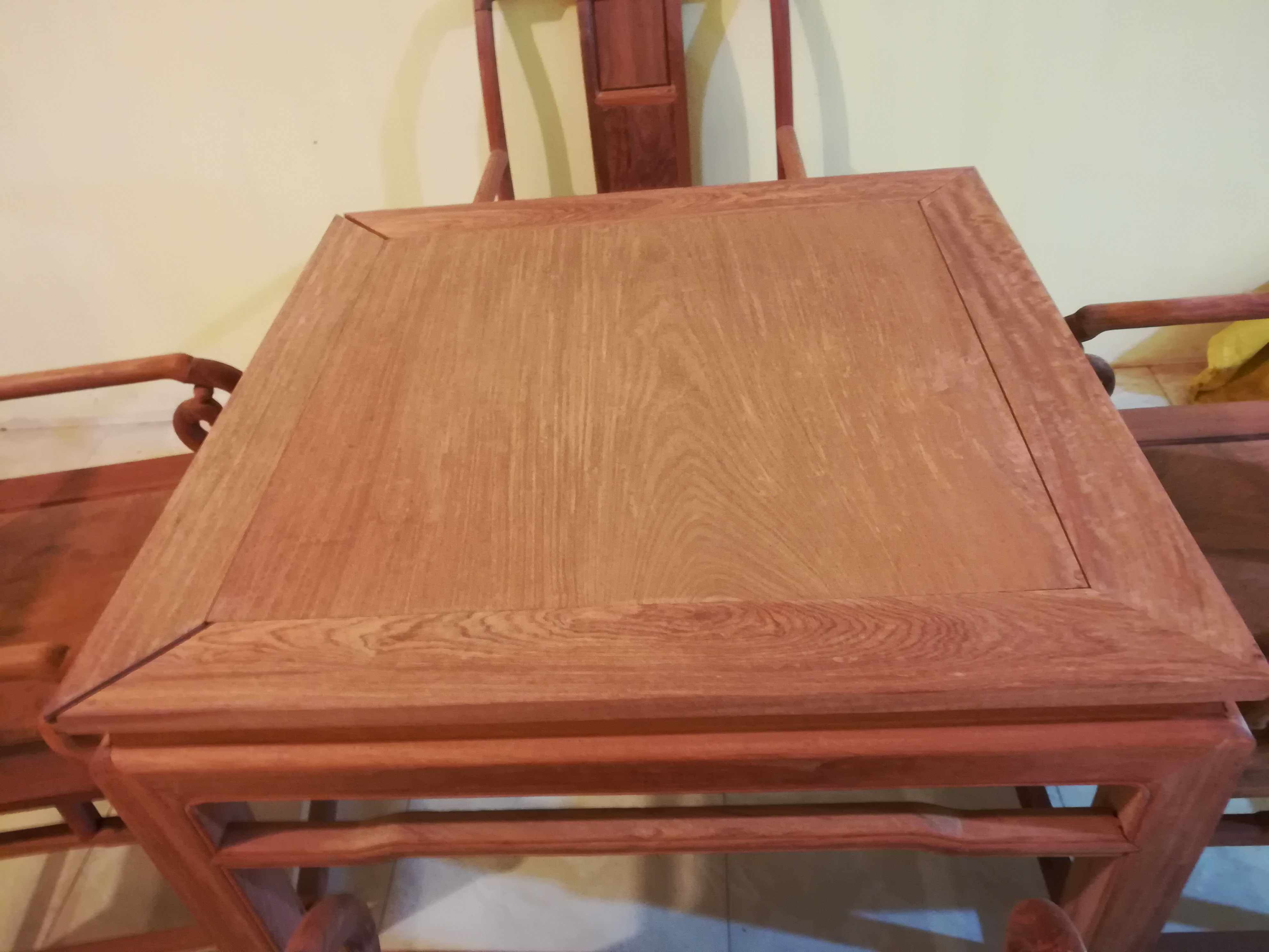 乾谭家具qiantanjiaju定制大果紫檀红木桌椅组合复古户外桌子