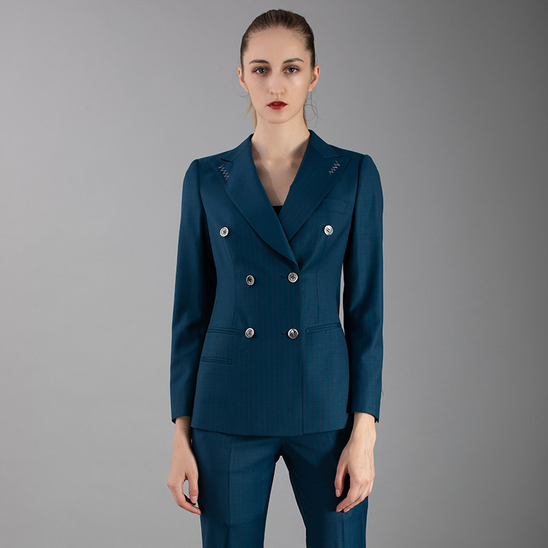 高定双排扣女西装薄款商务套装职业通勤ol西装