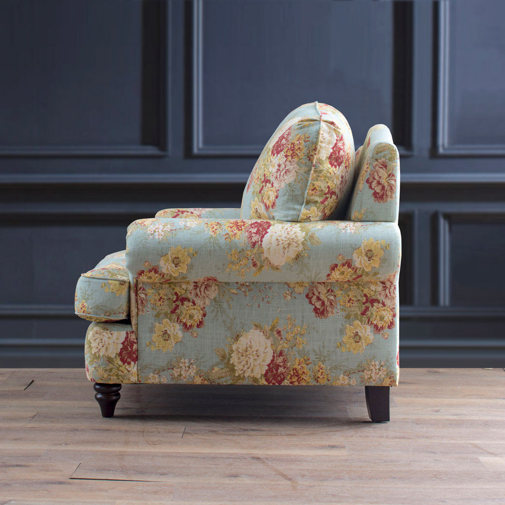 美式乡村田园布艺单人亚麻印花客厅123美国布艺沙发