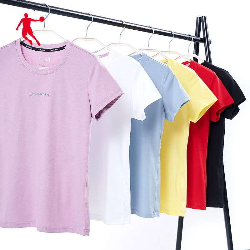 乔丹运动T恤女2022夏季新款圆领潮流情侣休闲上衣女士多色棉质t男