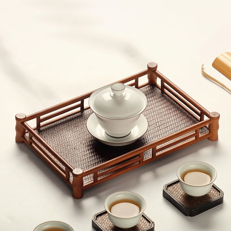 茶盘竹编竹制茶托托盘干泡泡茶家用长方形小奉茶盘