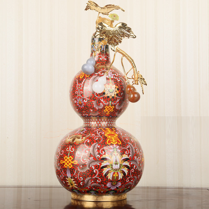 高档礼物景泰蓝葫芦花瓶福禄摆件铜胎外事礼品北京特色手工艺品