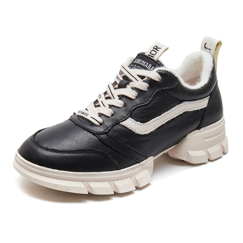 卡迪莎正品女鞋秋冬新款真皮百搭休闲老爹鞋女单鞋