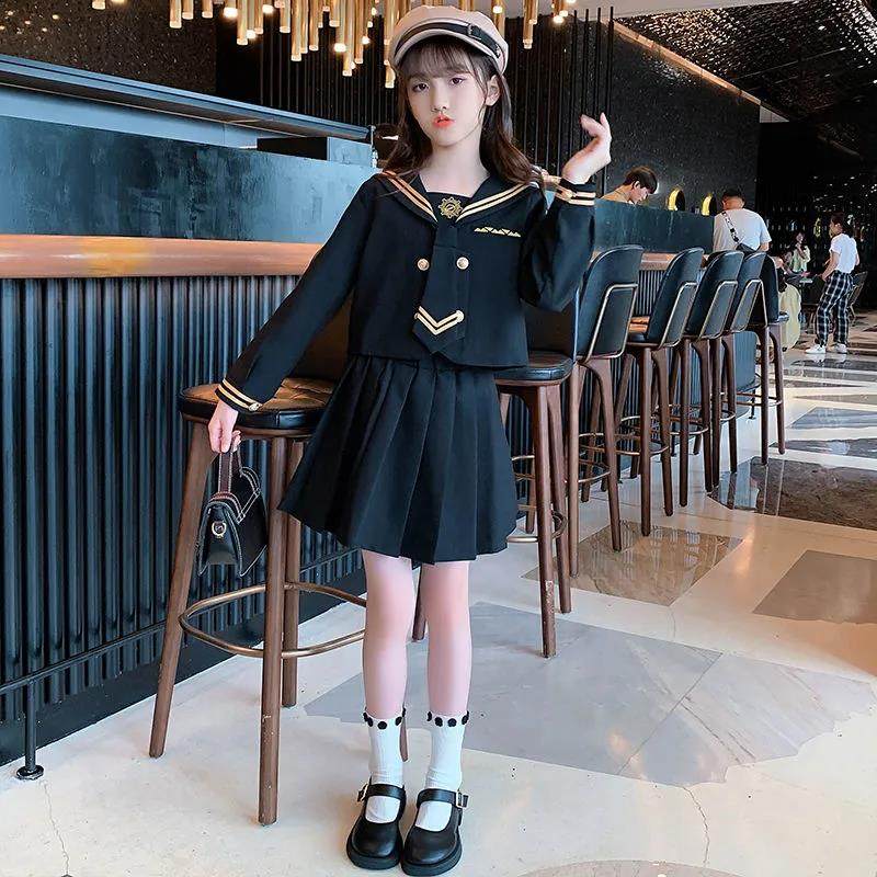 女童春秋两件校服学院小学生jk水手海军儿童套装