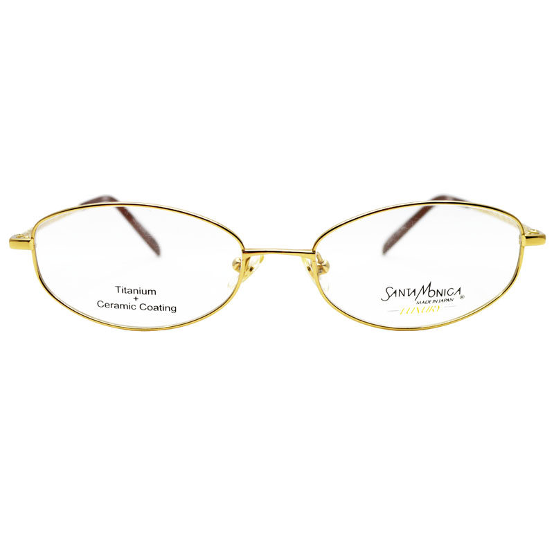 santamonica圣曼尼加眼镜架12克纯钛日本进口金色商务眼镜架